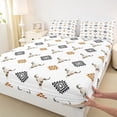thumbnail image 5 of Manfei Western Cow Skull Queen Sheets, Bohemian Aztec Queen Sheet Sets, White Black, Black Reversible 4 Pieces1 Flat Sheet + 1 Fitted Sheet + 2 Pillowcases, 5 of 6