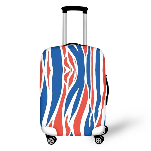 HELLHERO Red White Blue Stripes Print Anti Fade Suitcase Sleeve for Kids, All Size Anti-stain Reserved Handle Openings Luggage Cover Protector
