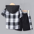 thumbnail image 4 of Tkrady Boys Fashion Outfits Spring Summer New Short Sleeve Hood Plaid Tops Shorts 2 Piece Set, Sizes 2-9 Years, 4 of 7