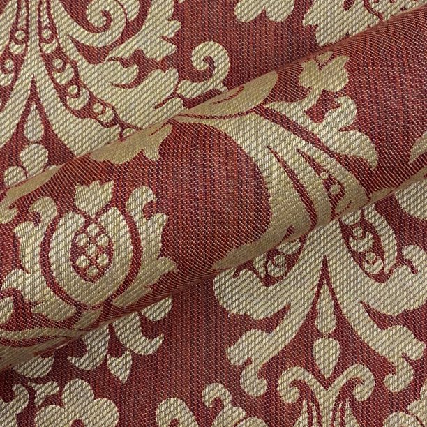 Red and Gold Damask Outdoor Upholstery Fabric 54" by the Yard