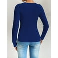 thumbnail image 3 of EUBUY Womens Top Striped U-Neck Bodysuit Long Sleeve Pullover Knitted Ribbed Fashion T-shirt Royal Blue M, 3 of 7