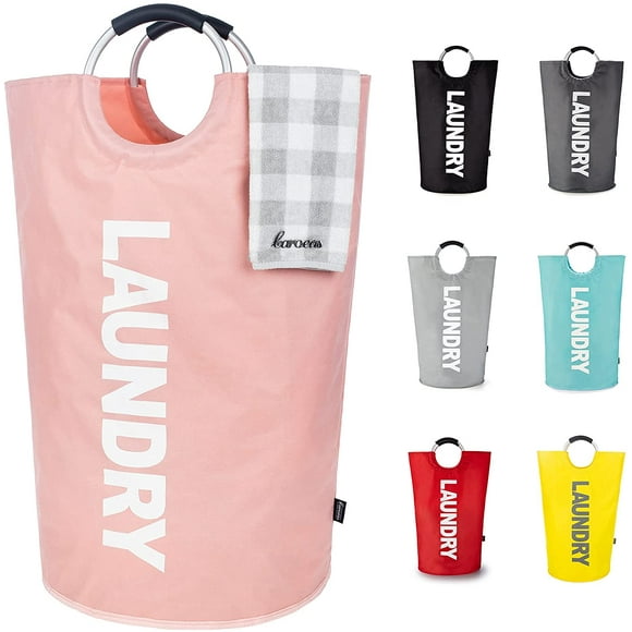 shiyou-XX-Large 115L Laundry Basket (7 Colors), Waterproof Laundry Hamper, Laundry Bag with Padded Handles, Clothes Hamper Stands Up Well, Collapsible Laundry Basket Easy Storage(Pink)