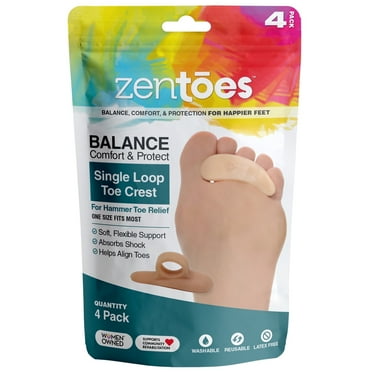 ZenToes Hammer Toe Straightener and Corrector 4 Pack Gel Crests Relieve Foot Pain, Pressure, Discomfort