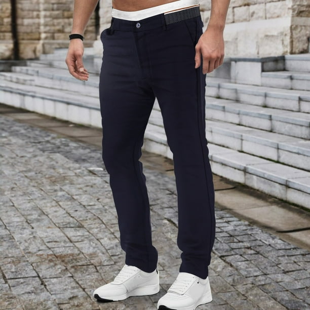 Male Black Jeans for Men Slim Fit Ripped Mens Business Elastic Casual Dress  Pants Slim Korean Version of Fashion British Small Foot Pants Mens No Four  Elastic Pants Black Jeans for Men