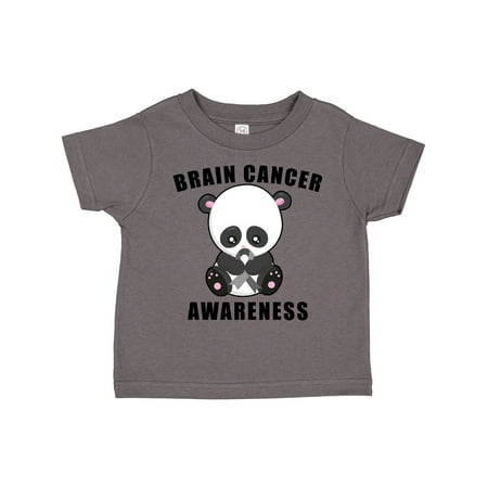 

Inktastic Brain Cancer Awareness with Cure Panda Holding Grey Ribbon Gift Toddler Boy or Toddler Girl T-Shirt