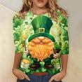 thumbnail image 2 of JFHHQ T-Shirt à Imprimé Floral pour Femmes, Col Rond Confortable, Manches Trois-Quarts, Vert Armée, 2 of 4