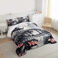 thumbnail image 3 of Manfei Japanese Style Bedding Comforter Set, Oriental Koi Fish Twin Comforter Sets, Gray Black Red Bedding Set, Super Cozy Room Decor Reversible 2-Piece, 3 of 8
