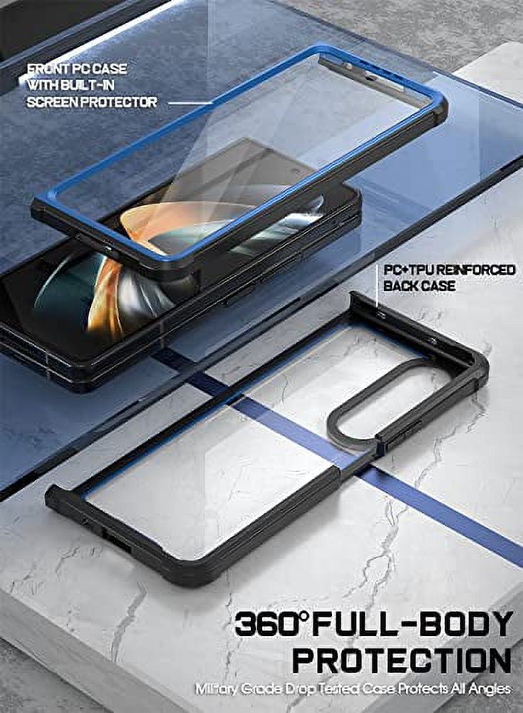 Poetic Guardian Case for Samsung Galaxy Z Fold 4, Clear Case with Built-in Screen Protector, Blue/ Clear