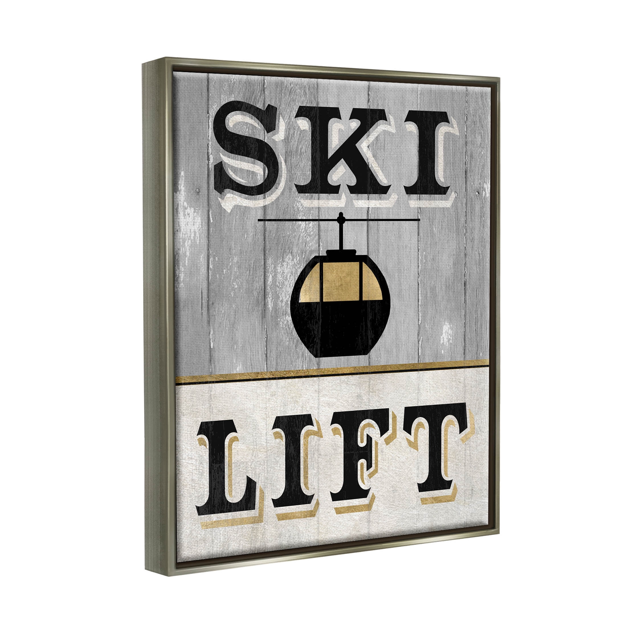 Stupell Industries Ski Lift Winter Sports Graphic Art Luster Gray Floating Framed Canvas Print Wall Art, Design by Livi Finn
