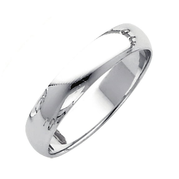 14k White Gold 4mm Plain Wedding Band Ring Size 4.5 Wedding Band for Women and Men - 2.5 Grams