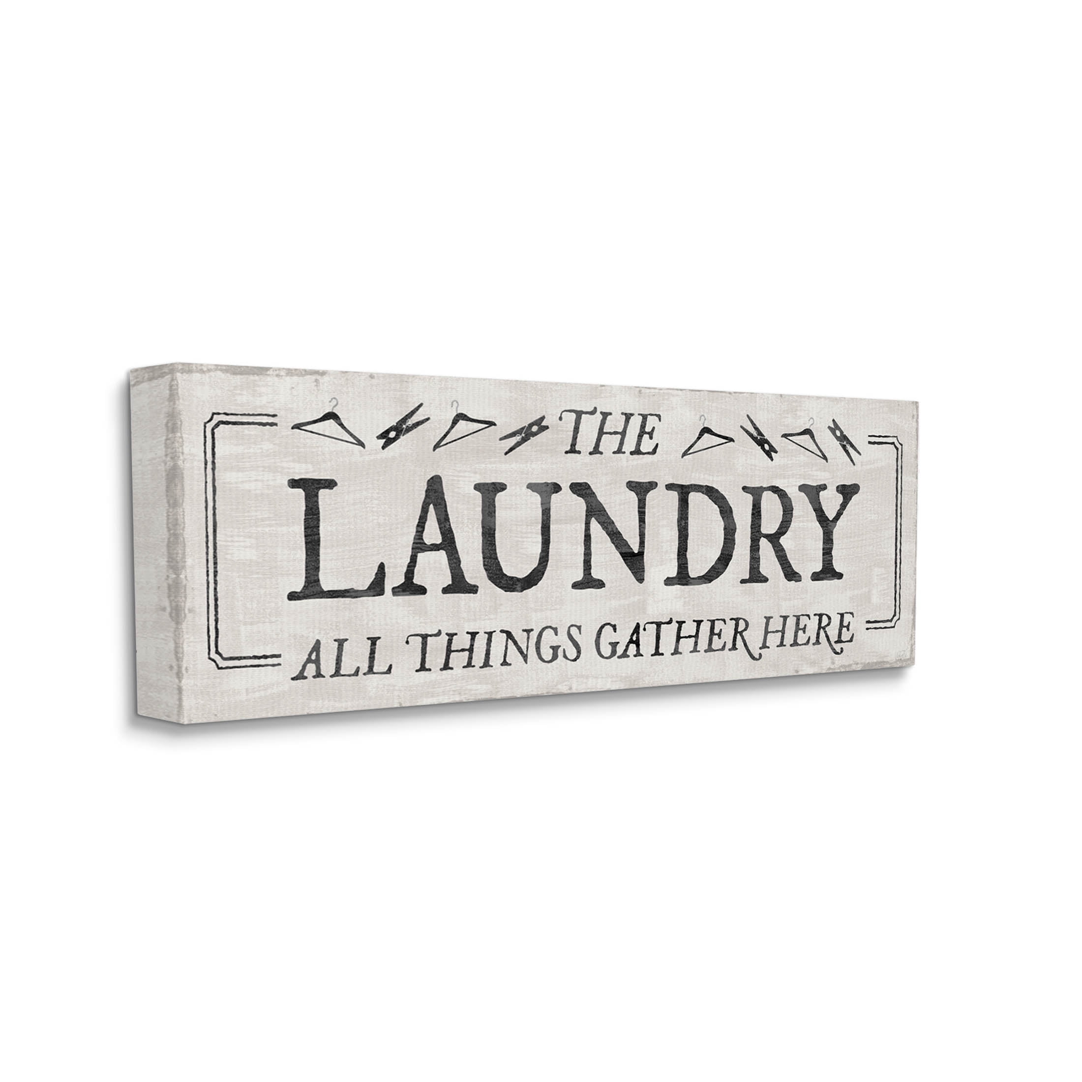 Laundry All Things Gather Here Phrase Typography Graphic Art Gallery Wrapped Canvas Print Wall Art