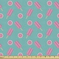 thumbnail image 1 of Ice Cream Fabric by the Yard, Repetitive Pattern Illustration of Popsicles and Half Citrus Slices, Upholstery Fabric for Dining Chairs Home Decor Accents, Dark Seafoam and Pink by Ambesonne, 1 of 5
