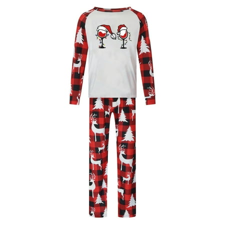 

PAXLYH Christmas Men Dad Printed Blouse Round-Neck Tops+Pants Family Matching Pajamas Set clothes