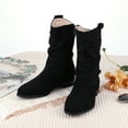 thumbnail image 4 of Botas Occidental Zippe Cortas Cómodas Gamuza Botines Mujer Antideslizantes Ligeros para Otoño Invierno Rojo, 4 of 9