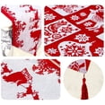 thumbnail image 3 of Manteles de Navidad, caminos de mesa de Navidad, mantel de cama de mesa de Navidad, camino de mesa largo de algodón de 35x180 cm con pompones para vacaciones, fiestas, banquetes, Acción de Gracias (b JAMW Sencillez, 3 of 5