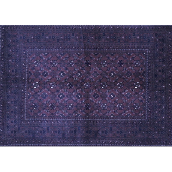 Ahgly Company Machine Washable Indoor Rectangle Persian Blue Traditional Area Rugs, 6' x 9'