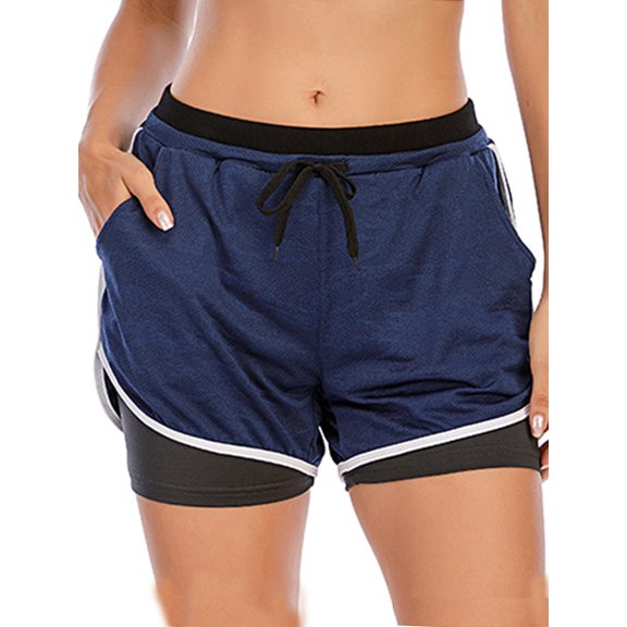 FUTATA 2 In 1 Women's Running Shorts Double Layer Sport Yoga Shorts Workout Athletic Shorts With Pockets