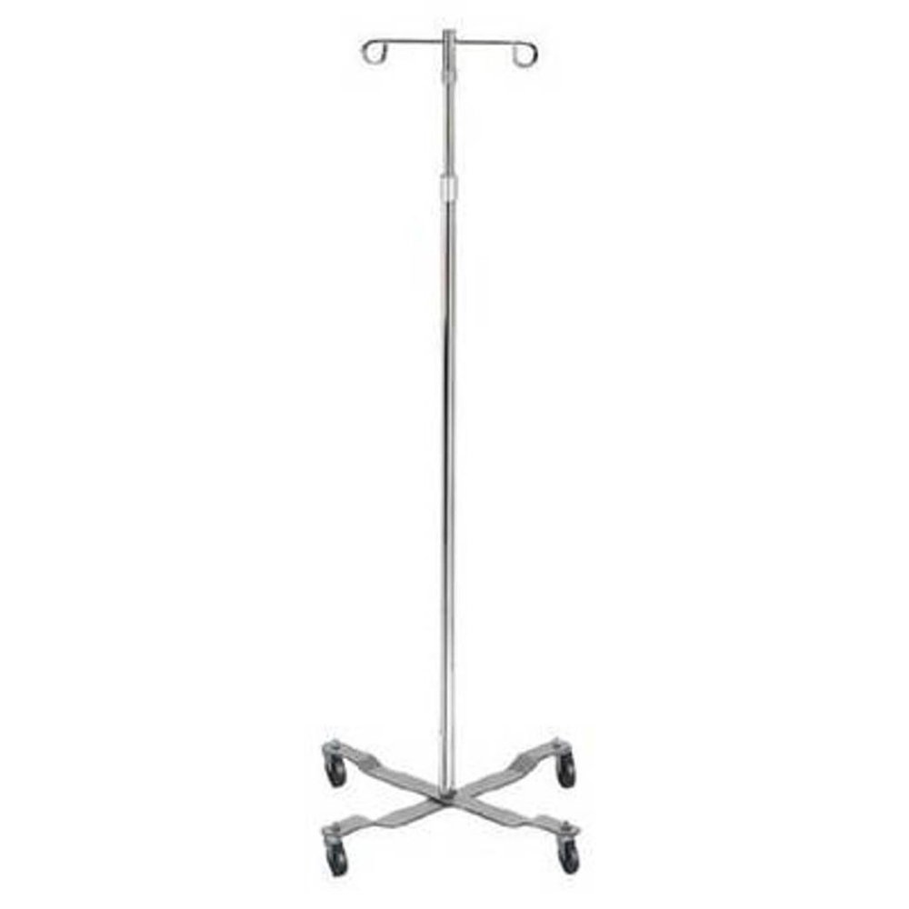 NEW Rolling 2Hook 4Leg Chrome Plated IV Stand Pole Wheeled I V Poles