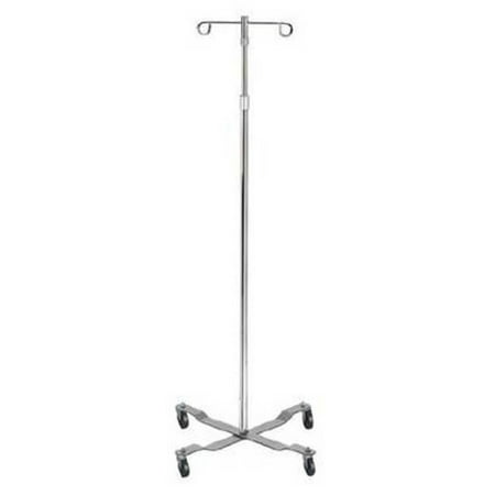 Pole 4 Leg 2 Hook - NEW Rolling 2-Hook 4-Leg Chrome Plated IV Stand Pole Wheeled I V Poles I.V. Cart