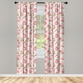 thumbnail image 3 of Ambesonne Floral Curtains, Vintage Tea Cups Roses, Pair of 28"x63", Fern Green Pale Pink, 3 of 5