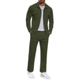 thumbnail image 2 of Miqool Mens 2 Piece Corduroy Outfits Lapel Button Up Shirt Elastic Waist Long Pants Matching Set Casual Shirt and Pants Set S‑3XL, 2 of 6