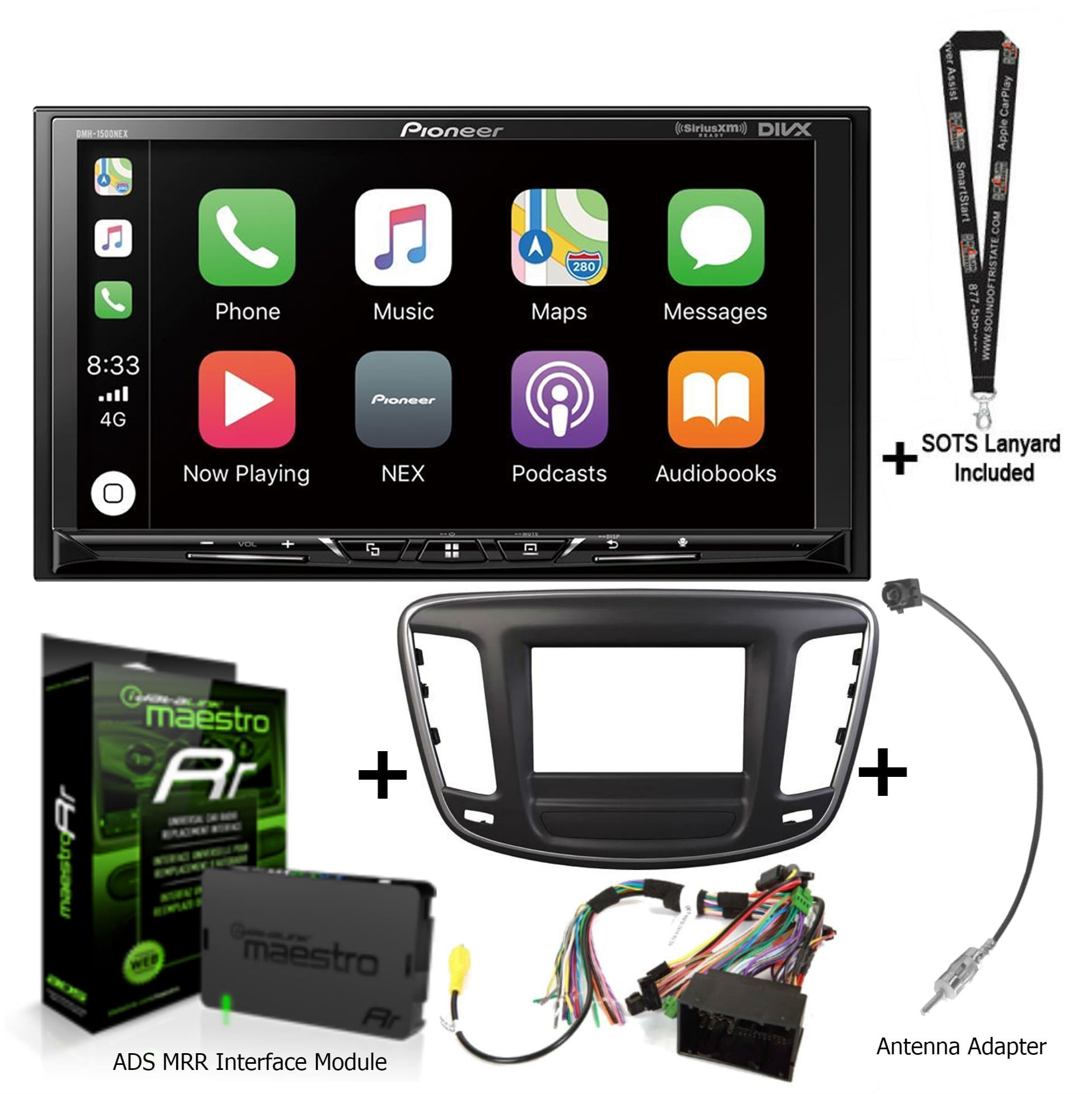 Pioneer DMH1500NEX 7" Receiver ADS Dashkit KITC200 Chrylser Maestro