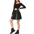 thumbnail image 4 of Allegra K Women's Plaid Overall Zipper Contrast Strap Mini Suspender Skirt, 4 of 5