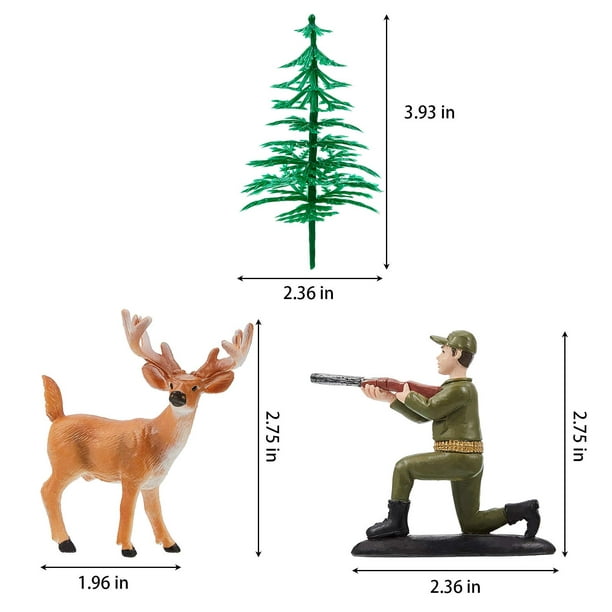 17 Pieces Deer Figurines Cake Topper Tree Cake Decorations Deer Hunting  Theme Cake Topper for Birthday Hunting Party Supplies 