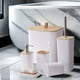 thumbnail image 4 of Set de accesorios de baño de 6 piezas | El juego de baño de plástico moderno incluye dispensador de jabón, soporte para cepillos de dientes, vaso, cubo de basura, cepillo de inodoro – blanco, gris, 4 of 6