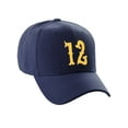 thumbnail image 3 of Daxton Structured Baseball Hat Cap Curved Visor Vintage Custom Number, Navy Hat, Gold Number 12, 3 of 3