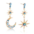 thumbnail image 1 of Pendientes colgantes de luna y estrella celestiales Rojo Verde, 1 of 5