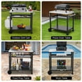 thumbnail image 3 of Feasto 3-Shelf Outdoor Grill Table,Pizza Oven Table for Outside,Movable Grill Cart with Wheels, 3 of 9