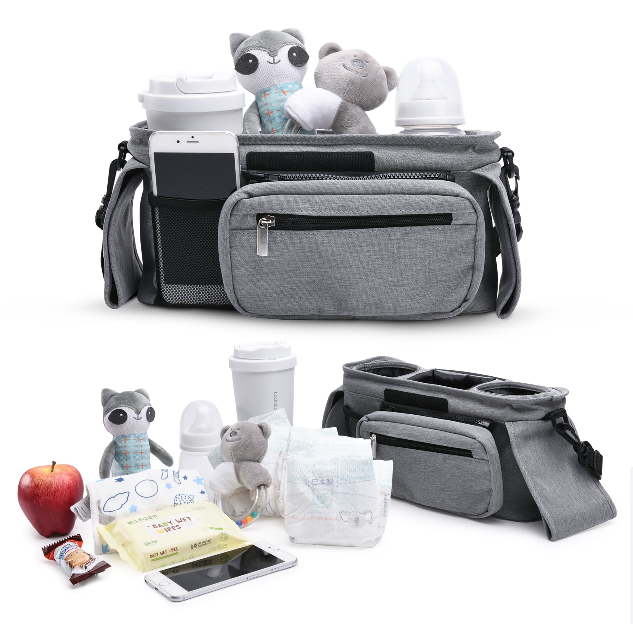 Momcozy Stroller Organizer with Insulated Cup Holder for Newborn and Toddler, Grey