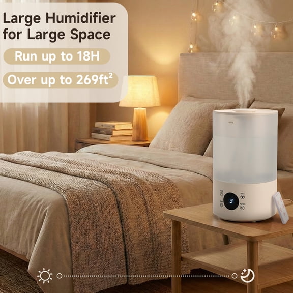 4L Cool Mist Humidifier for Bedroom Home Plant Baby Nursery – Quiet Ultrasonic with 360° Nozzle, Color Gradient Light & Auto Shut-Off