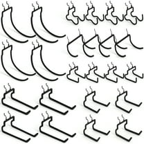 INCLY 24 Pack Heavy Duty 1/4 Inch Pegboard Hooks, Large Black Pegboard Drill Holder Tool Utility Hook, Double Peg Board Hooks Accessories for Hanging Power Tools, Drill, Workbench, Garage