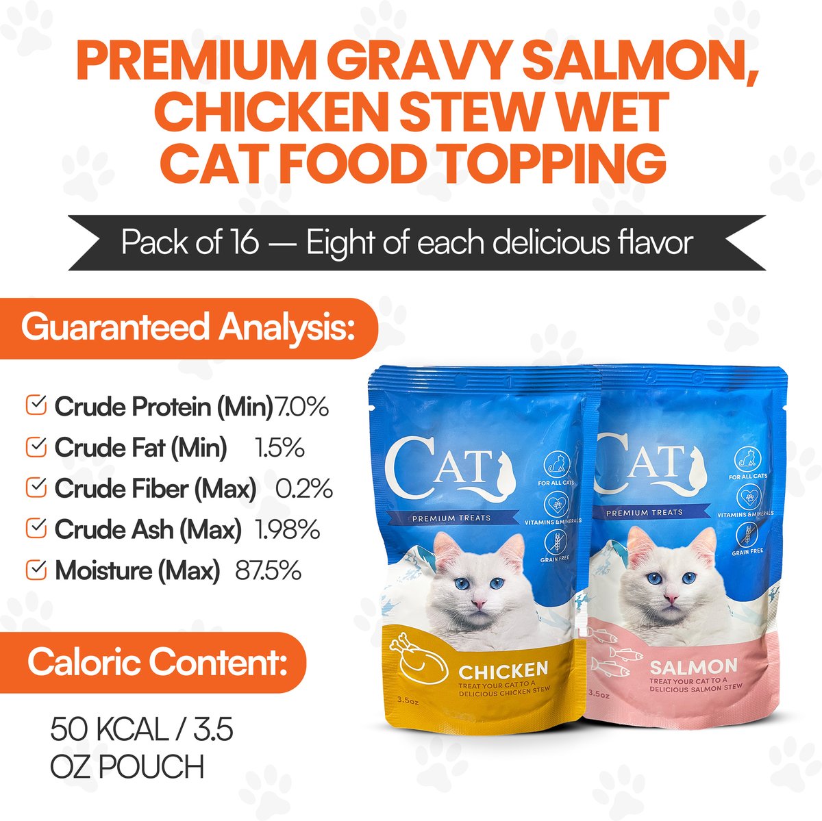 Cat by Scoochie Mixed Variety Pack Premium Gravy Salmon, Chicken Stew Wet Cat Food Topping, 16CT