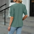 thumbnail image 6 of Summer T Shirts for Women,Short Sleeve Tshirts Fashion V Neck Loose Blouses Tops Army Green M, 6 of 7