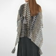 thumbnail image 5 of XFLWAM Women's Striped Knitted Shawl Wrap Fringed Hem Poncho Sweater Thickened Tassel Pullover Cape Tops Gray Free Size, 5 of 7