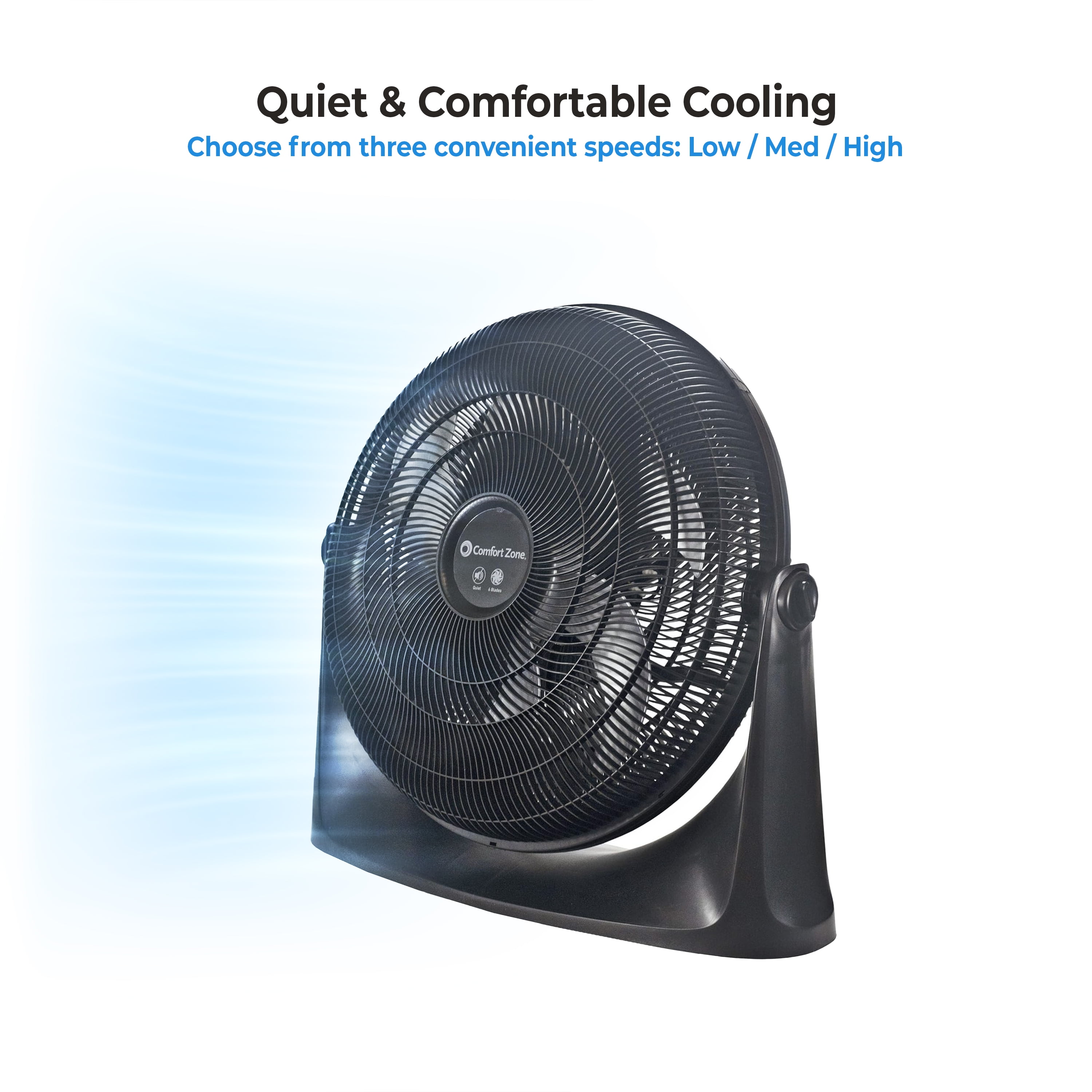 Comfort Zone 20" High Velocity Floor Fan with Wall-Mounting Capabilities, Black