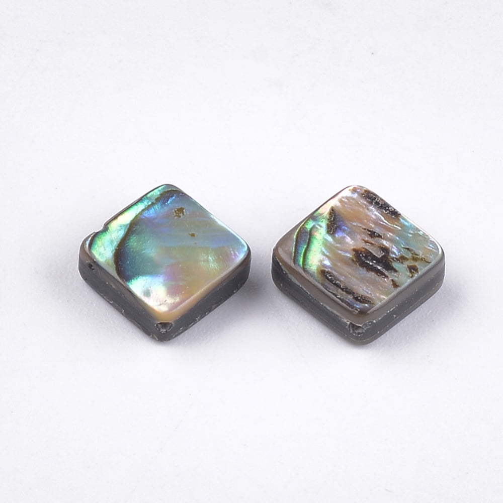 Abalone Shell/Paua Shell Beads Rhombus Green 10.5x10.5x3.5~4mm Hole: 1mm diy