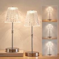 Cordless Table Lamp, 5000mAh Rechargeable Battery Operated Portable Lamp, Dimmable 3 Colors LED Touch Control, Modern Crystal Lamp for Bedroom, Kitchen, Bar, Office