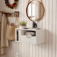 thumbnail image 6 of White Floating Nightstand with Charging Station and LED Lights,White, 6 of 15