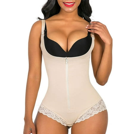 

DNDKILG Plus Size Thong Seamless Body Suits Women Clothing Tummy Control Shapewear Seamless Open Bust Body Shaper Bodysuit Beige XL