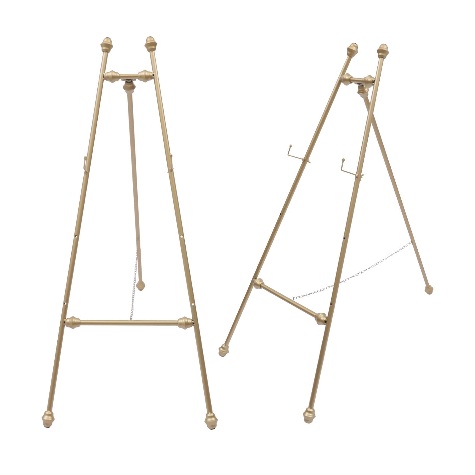 Wuzstar 2 Pcs Metal Floor Easel Stand Portable Golden Wedding Tripod Stand with Adjustable Hooks,46.5" Tall