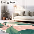 thumbnail image 2 of ODIKA 6'x9' Machine Washable Non-Slip Area Rug, Pink and Green Monstera Leaf Inspired Plant with Variegated Tropical Style High Traffic Rug, Green, 93248, 2 of 7
