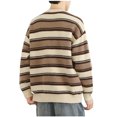 thumbnail image 3 of successthop Mens Stripe Sweaters Long Sleeve Chunky Crewneck Knitwear Ribbed Cuff Vintage Color Block Winter Tops, 3 of 3