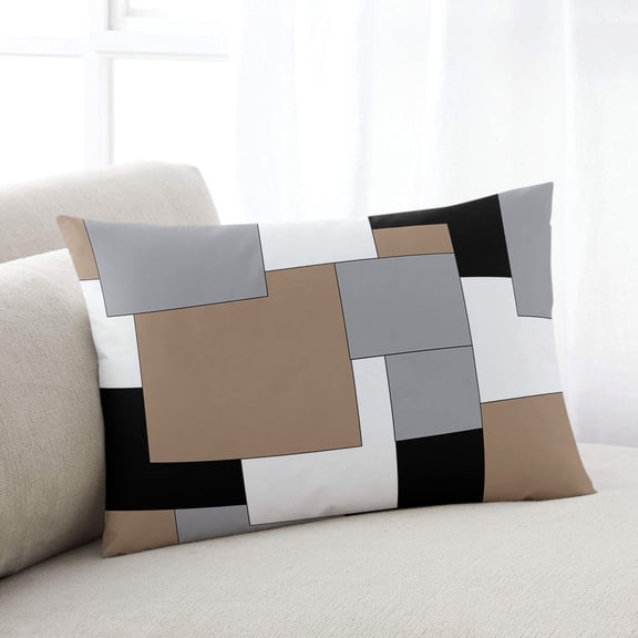 Brown Black Grey King Pillow Covers,Middle Century Irregular Geo Abstract Art Breathable Throw Pillow Cases with Invisible Zipper,Decorative Pillowcase Pillows Protectors for Sofa Bed Couch 20"x36"