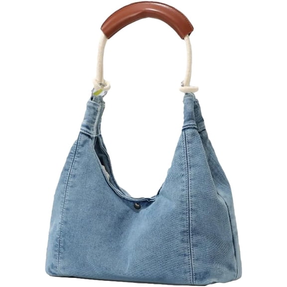 Jean Tote Handbag for Women Hobo Denim Purse Clutch Shoulder Bags Casual Shopping Travel