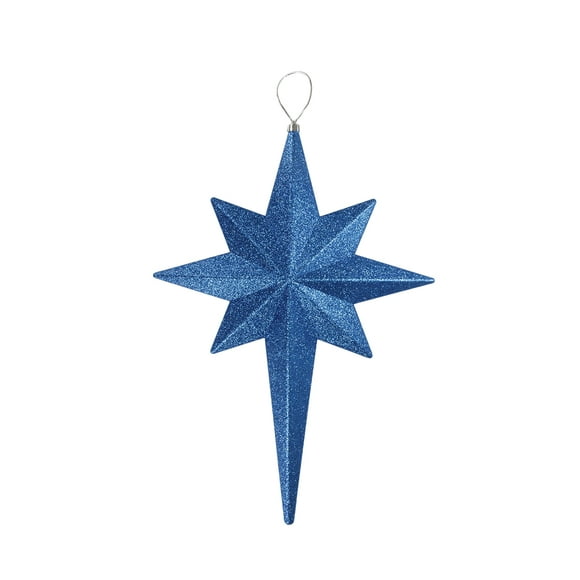 Christmas Central 20" Blue and Silver Glittered Bethlehem Star Shatterproof Christmas Ornament