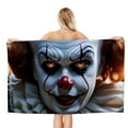 thumbnail image 1 of Payaso Pennywise Toalla de playa de secado rápido con diseño temático, regalo para mujeres y niñas, ideal para cumpleaños, fans, amantes de la música, uso en la playa o al aire libre, 78 × 180 cm, 1 of 6